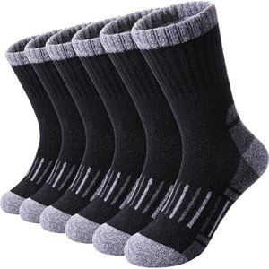 6 Pairs, Kids Merino Wool Socks Winter Warm Thick Thermal Cushion Crew Socks